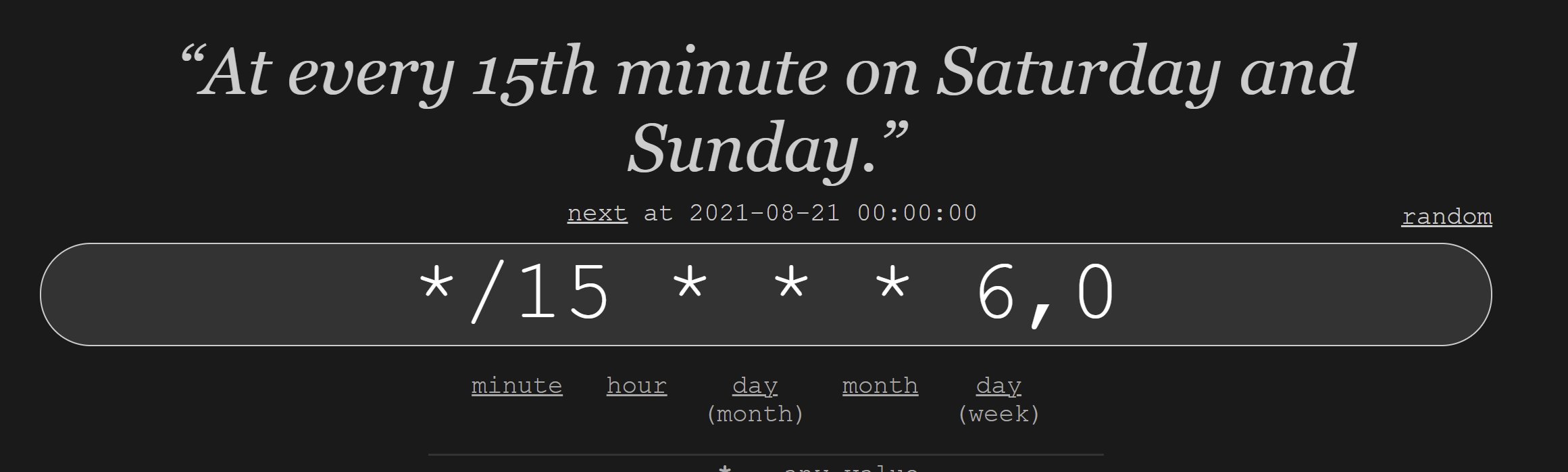 crontab.guru example